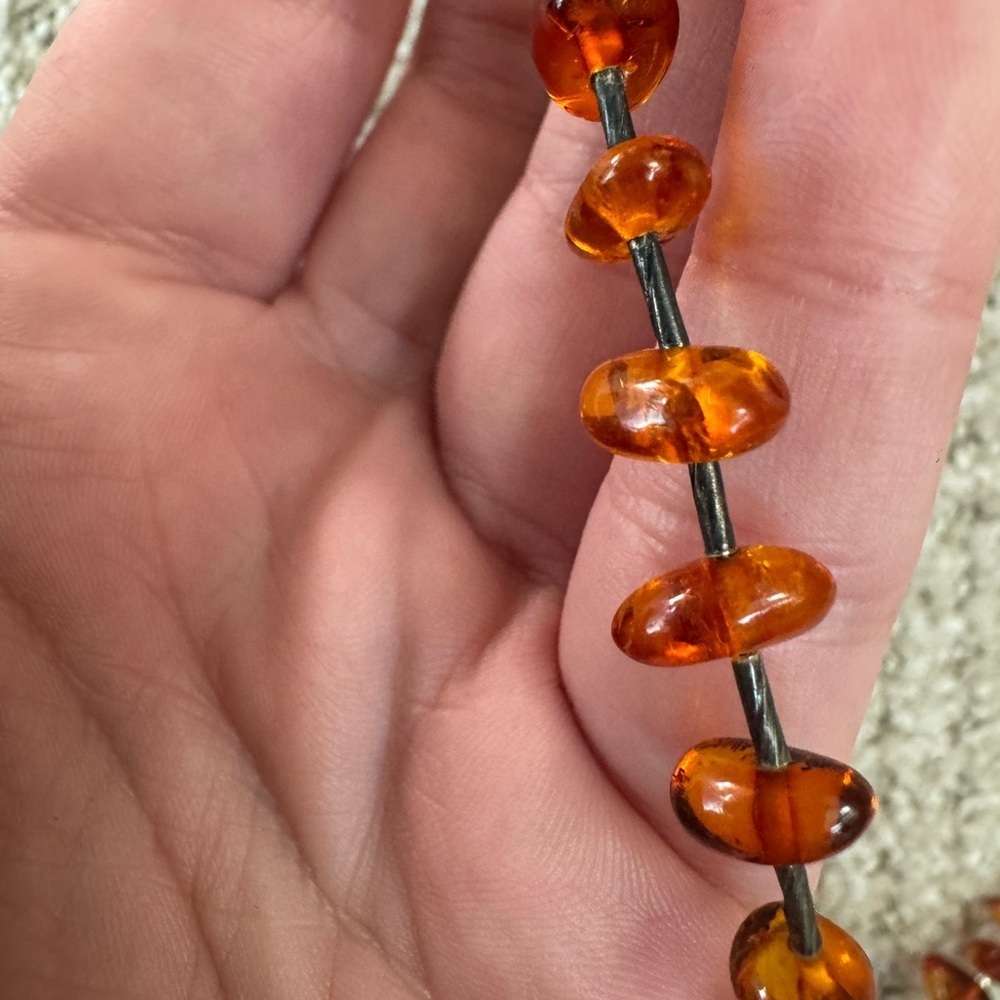 Vintage Baltic Amber Barrel Bead Southwestern Necklace - Picture 8 of 16